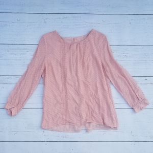 J. Crew Long Sleeve Swiss Dot Pink Blouse